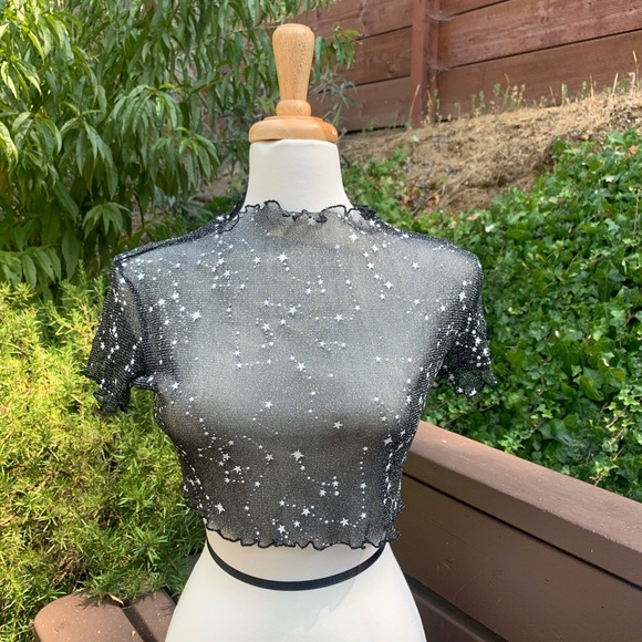 Tops - 🖤SALE!🖤Sheer Black Crop Top